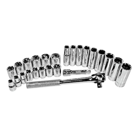 K-Tool International Metric Socket Set, 3/8"Dr, 26 pcs. KTI-27000